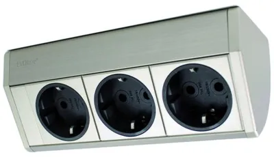 Productafbeelding van Keukenstopcontact, Dock Cuisine, stekkerdoos met 3 stopcontacten, 165x74mm, voor inbouw