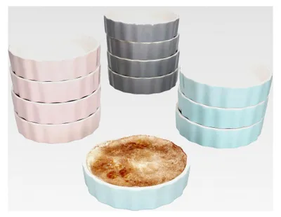 Produktbild von 12er Set Schälchen Emilia Ø 11,5 cm | 140 ml | Porzellan | rosa, mint & grau | Mini-Backform rund