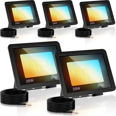 Image de Jopassy Projecteur LED Projecteur LED de chantier 5X 20W 3 couleurs 3000/4000/6500K Floodlight avec IP66 étanche