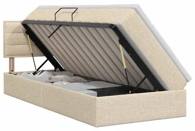 Image de Lit de rangement vidaXL avec matelas, couleur crème, 90 x 200 cm, revêtement en velours