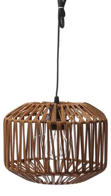 LED Hängeleuchte - Lampenschirm aus Kunststoffseil - D: 24,5cm - Batterie - Timer - outdoor