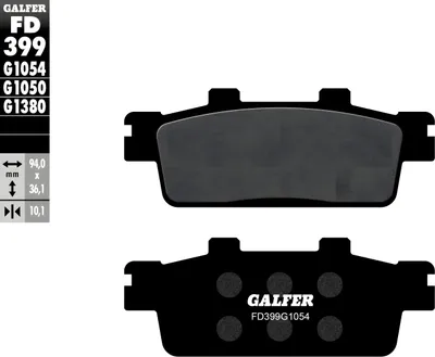 Produktbild von Bremsbeläge Set Galfer FD222G1054 & FD399G1054 Semi-Metall vorne & hinten für SYM GTS EVO i 125 ccm