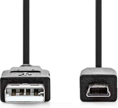 Produktbild von Nedis USB-Kabel - USB 2.0 - USB-A Stecker - USB Mini-B 5 pin Stecker - 2.5 W - 480 Mbps - Vernickelt - 1.00 m - Rund - PVC - Schwarz - Label