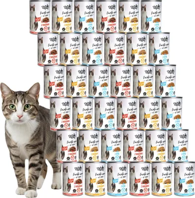 Produktbild von Tuftuf | Feuchte Nahrung für Katzen - Set 36x415g - Mix Dergeschmäcker - 81% Feuchtigkeit - Fleischstücke Katze