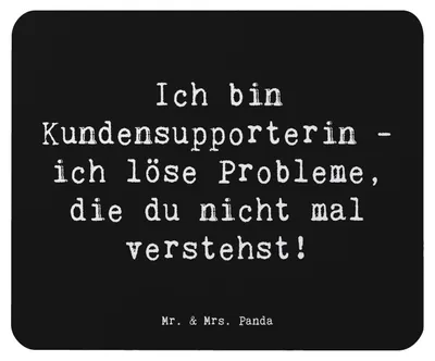 Produktbild von Mr. & Mrs. Panda Mauspad Spruch Kundensupporterin Heldin - Schwarz - Geschenk, Berufe, Geduld, Mouse Pad, Support, laptop, pc, Hilfsbereitschaft, mausteppich, Beruf