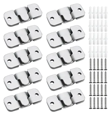 Produktbild von 20 robuste Edelstahl-Bilderrahmenaufhänger, ineinandergreifende Möbelverbinder, Haken, Spiegelaufhänger, Wandhalterungen zum Aufhängen von Fotos, Möbeln, Spiegeln und Rahmen.