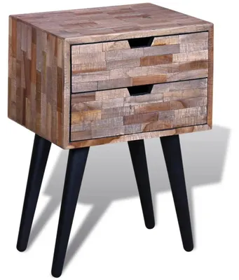 Obrázek produktu pro vidaXL Noční stolek se 2 zásuvkami Staré dřevo Teak