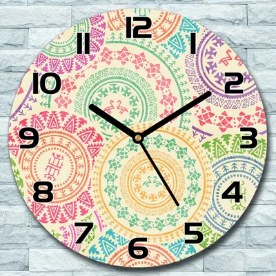 Produktbild von Wanduhr aus Glas Rund fi 30 Bunte Kreise Quarz Deko Wohnzimmer Büro