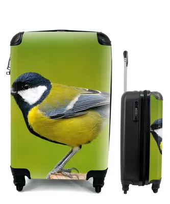 Produktbild von MuchoWow® Koffer Handgepäck Trolley Rollkoffer Kleine Reisekoffer mit 4 Rollen - Vogel - Kohlmeise - Tiere - Grün - Cabin Size < 55x40x23 cm & 55x40x20 cm - Fotokoffer - Kabinenkoffer - Boardgepäck - Reise-Box - Reisekoffer - Reisegepäck - Koffer mit Bild - Trolley für Kinder