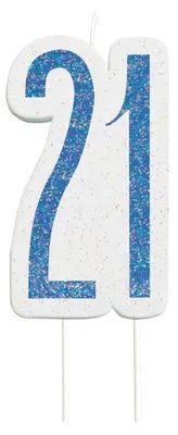 Produktbild von Zahlenkerze 21 in Blau und Silber