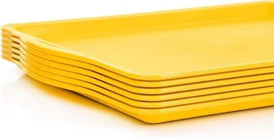Image de Plateau à couverts jaune incassable pour 6 personnes, idéal pour le petit-déjeuner ou le goûter