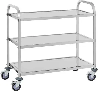 Produktbild von Famanu Servierwagen 3 Etagen - Edelstahl, 150 kg Tragkraft, schwingungsarm