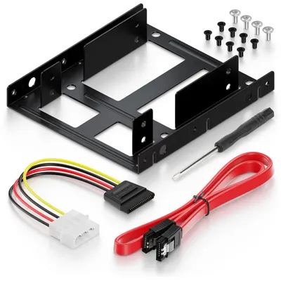 Produktbild von deleyCON Einbaurahmen für 2,5" Festplatte SSD auf 3,5" - Adapter Festplatten Einbau Rahmen (bis zu 2x 2,5" Festplatten HDD oder SSD) Wechselrahmen Halterung