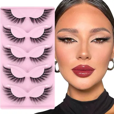 Produktbild von Künstliche Wimpern Fox Eye 5 Paar Flauschige Cat Eye Lashes Leicht Wiederverwendbar