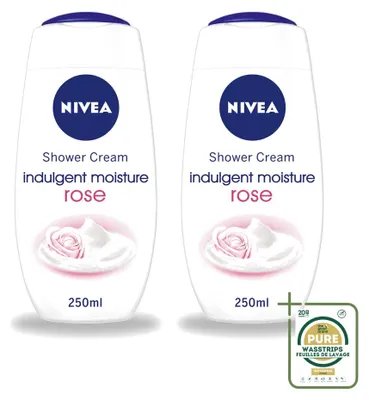 Image de 2 x Crème douche hydratante NIVEA Rose - 250 ml - Pack économique - 2 pièces