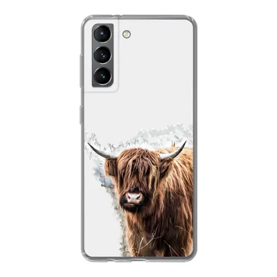 Produktbild von MuchoWow® Handyhülle Schutzhülle Hülle für Samsung Galaxy S21 Schottischer Highlander - Farbe - Grau Silikon Softcase Handy Hülle - Softcase