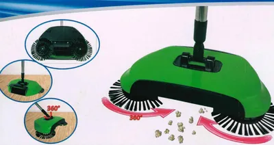 Produktbild von Aqua Laser Sweeper Kehrbesen Grün mit dreifacher Bürsten-Technologie – mechanischer Bodenkehrer ohne Strom – für Hartböden, Fliesen, Laminat und Parkett