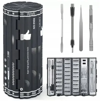 Image de Kit d'outils de précision - Jeu de tournevis pour mécaniciens - 128 en 1 - Magnétique - 122 embouts - Acier allié - Plusieurs tailles - Pour PC, téléphones portables, ordinateurs portables et consoles de jeux