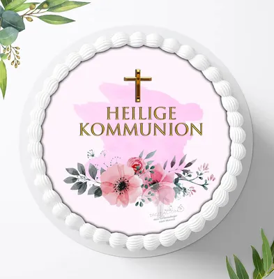 Produktbild von Für die Geburtstags Torte ein Tortenaufleger, Zuckerbild mit dem Motiv: Kommunion, Essbares Foto für Torten, Fondant, Ø 20cm, 0183c