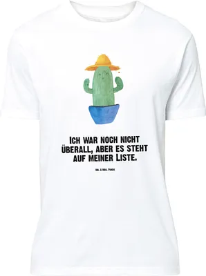 Produktbild von Mr. & Mrs. Panda Größe M T-Shirt Kaktus Hut - Weiß - Geschenk, mit Spruch, Herren, Reisen, Shirt, Kakteen, Weltenbummler, Motivation, Tshirt, Geschenkidee