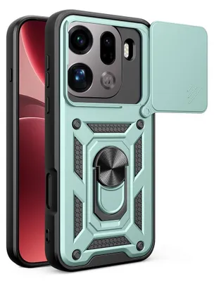 Produktbild von OPPO Find X9 Pro Hülle - Coverup Armor Ring Ständer Back Cover mit Kamera Schutz - Grün