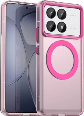 Image de Etui magnétique pour Xiaomi Redmi K70E, étui antichoc fin, mat et translucide Rouge
