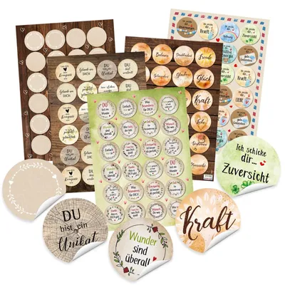Produktbild von Sticker SET mit 5 x 24 bunten Aufklebern - Sprüche Statements gute Wünsche - Geschenkaufkleber