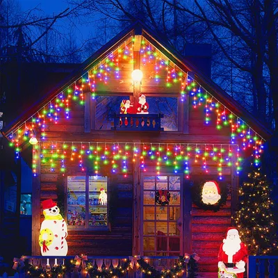 Eisregen-Lichtsnoer, 7,5 m, 240 LEDs, mehrfarbig, IP44, Timer