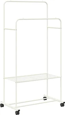 Obrázok produktu pre Vešiak na oblečenie s poličkou s kolesom Biela 80 x 53 x 156 cm