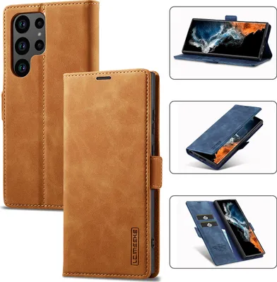 Produktbild von Galaxy S23 Ultra Hülle, Standfunktion Kartenfach Wallet Leder Schutzhülle für Samsung Galaxy S23 Ultra Braun