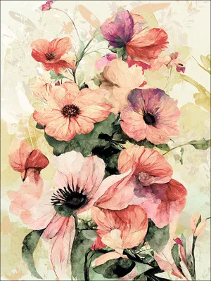 Produktbild von Leinwandbild Watercolor Flowers VI 57x77 cm