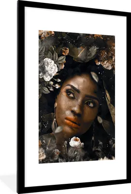 Produktbild von MuchoWow® MuchoWow® Gerahmtes Poster Frau - Blumen - Farbe 60x90 cm - Poster mit zchwarzem Bilderrahmen - Dekoration - Wandposter Wohnzimmer - Hochwertig