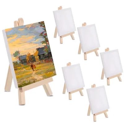 Produktbild von Mini-Staffelei-Set aus Holz – Inklusive Mini-Leinwänden, 6 Stück