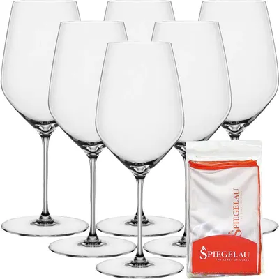 Produktbild von Spiegelau Hi-Lite Bordeauxglas 650 ml 6er Set + Poliertuch