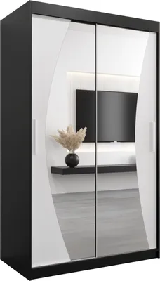 Produktbild von Kleiderschrank, Schiebetürenschrank Schlafzimmer, Schrank mit Spiegel WAVE 120 cm