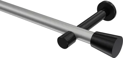 Produktbild von Interdeco Gardinenstange / Vorhangstange Silbergrau / Schwarz, Typ Prestige Sitra (Konus) ohne Ringe, 20 mm Ø 1-läufig, 480 cm