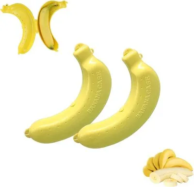 Produktbild von Famanu Bananenboxen Set – Wiederverwendbare Lunchboxen – BPA-frei und spülmaschinenfest – Gelb