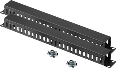 Produktbild von kwmobile Kabelkanal - Premium Kabelhalter für Zuhause und Büro - Sauberes & organisiertes Kabelmanagement - 1U Horizontal 19 Zoll - 2 Stück - Schwarz