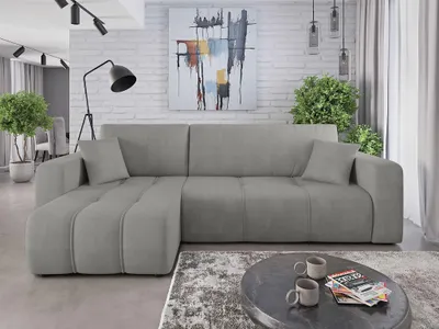 Produktbild von Ecksofa mit Schlaffunktion Sofa DAGNY in Stoff Cosmic Hellgrau Ottomane Links