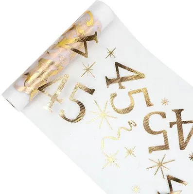 Immagine prodotto di Tovaglia per tavolo da compleanno 45 anni, 28x1000 cm, dorata, decorazione per donna e uomo