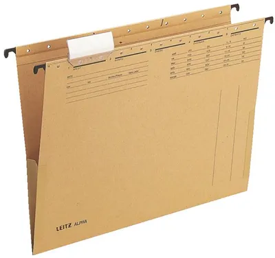 Zdjęcie produktu dla Leitz 1916-00-00 Wisząca torba ALPHA® - z żabami z boku, karton natron, naturalny brąz