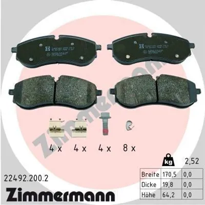 Produktbild von ZIMMERMANN Bremsbeläge Satz Hinten Bremsklötze für VW Crafter Kastenwagen (SY, SX) 22492.200.2