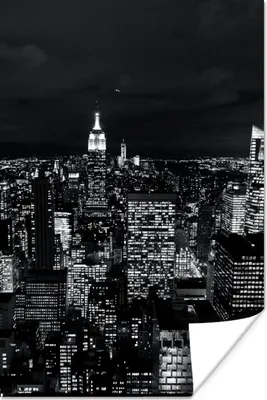 Produktbild von MuchoWow® Poster Skyline - Schwarz - Weiß - New York - Amerika 120x180 cm - Kunstposter