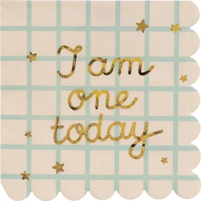 Produktbild von Papierservietten I am one today Teddybär, beige, 33x33 cm (1 Packung / 12 Stk.)