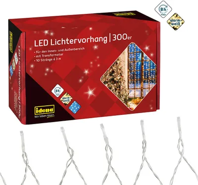 Produktbild von Idena 3,0 x 3,0 m LED Lichtervorhang transparent 3,0 m