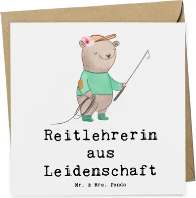 Produktbild von Mr. & Mrs. Panda Glückwunschkarte Reitlehrerin Leidenschaft - Weiß - Geschenk, Klappkarte, doppelkarte, faltkarte, Grußkarte, anlasskarte