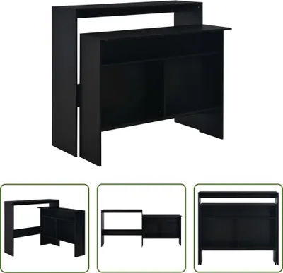Produktbild von The Living Store Bartisch mit 2 Tischplatten Schwarz 130x40x120 cm