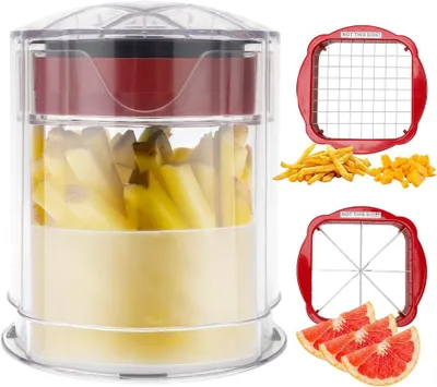 Immagine prodotto di Tagliapatate con 2 lame in acciaio inossidabile, per preparare rapidamente patatine fritte, versatile, ideale per la cucina