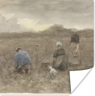 Produktbild von MuchoWow® Poster Kartoffelerntemaschinen - Gemälde von Anton Mauve 100x100 cm - Babyzimmer