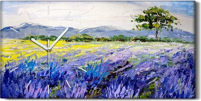 Produktbild von Wanduhr Bürouhr Leinwand Bild 60x30 Malerei Abstrakte Wiesen Landschaft Baum - weiße Hände